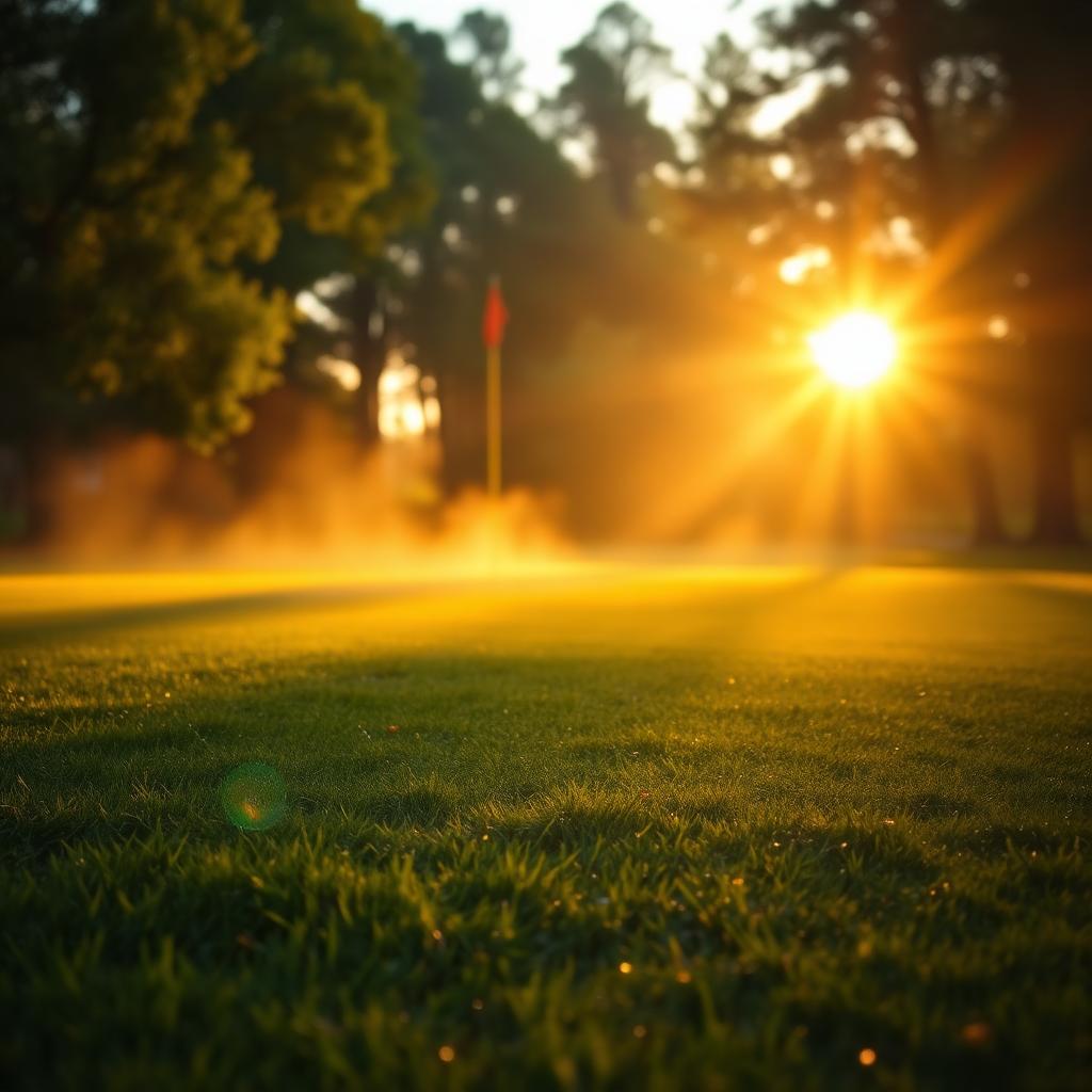 Golfplatz im goldenen Morgenlicht